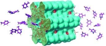 schematic molecules passing through green flower shape