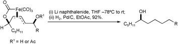 Treatment of &pi;-allyltricarbonyliron lactone complexes bearing an adjacent leaving group, with lithium naphthalenide causes decomplexation to acyclic dienols in excellent yield and without any scrambling of the allylic centre.