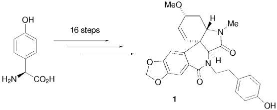 total synthesis of (+)-plicamine (1), a member of the amaryllidaceae alkaloid family, starting from L-4-hydroxyphenylglycine