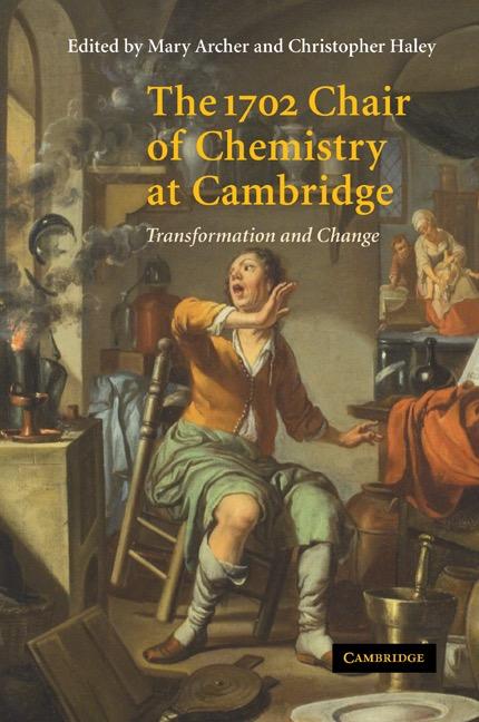 Historic picture of a chemist using his kitchen for experiments set in the 1700s
