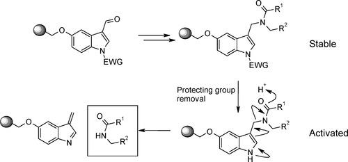 Schematic of Development of an Indole Safety-Catch Linker for use in Analytical Constructs