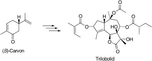 schematic of A Route to the Thapsigargins from (S)-Carvone Providing a Substrate-Controlled Total Synthesis of Trilobolide