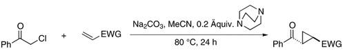 Schematic of cyclopropanation with ammonium ylidenes converting electron-deficient alkenes to trans-cyclopropanes